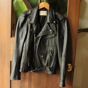 Deadwood moto jacket, 100% recycled leather, Size 38